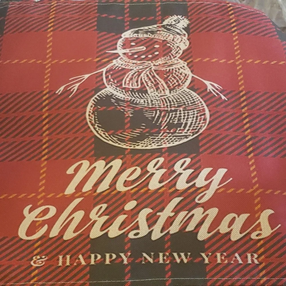 HAKACC 6pc Buffalo Plaid Placemat Set 6 Designs Merry Christmas & Feliz Navidad
